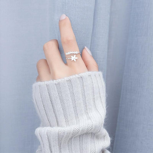 Elegant Verstelbare Zilveren Ring met Betoverende Emaille Wildbloemen - Amaril