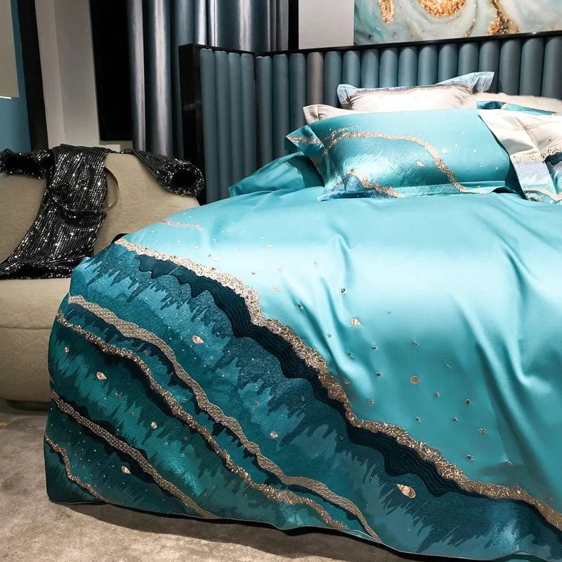 Whimsical Waters – Luxe Dekbedovertrekset van Egyptisch Katoen