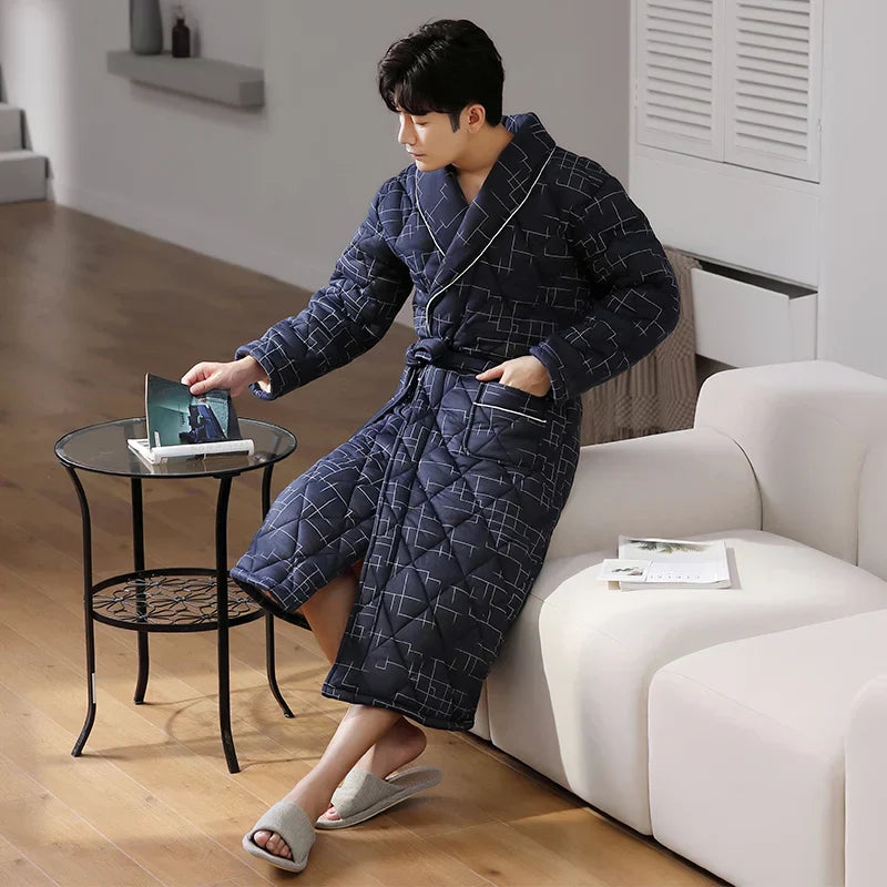 CozyLayer Robe - Luxe 3-Lagen Winterbadjas voor Stijl en Comfort