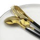 Luxe Zwart-Gouden Roestvrijstalen Bestekset - voor Elegante Maaltijden
