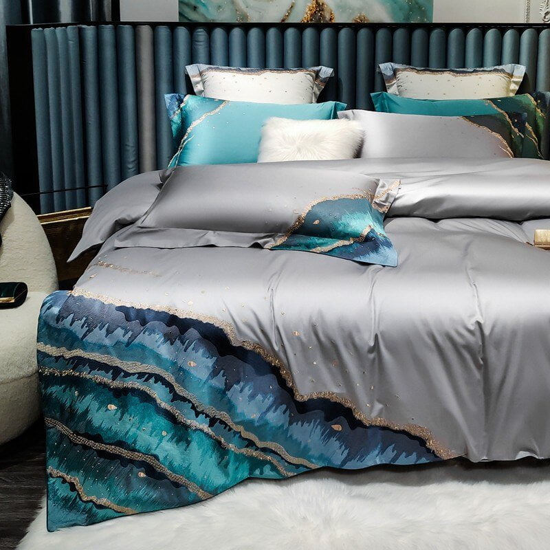 Whimsical Waters – Luxe Dekbedovertrekset van Egyptisch Katoen
