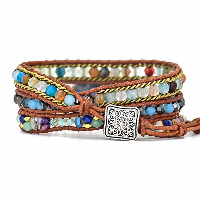 Elegante Turkoise Hamsa Wikkelarmband - Soraya in Blauw