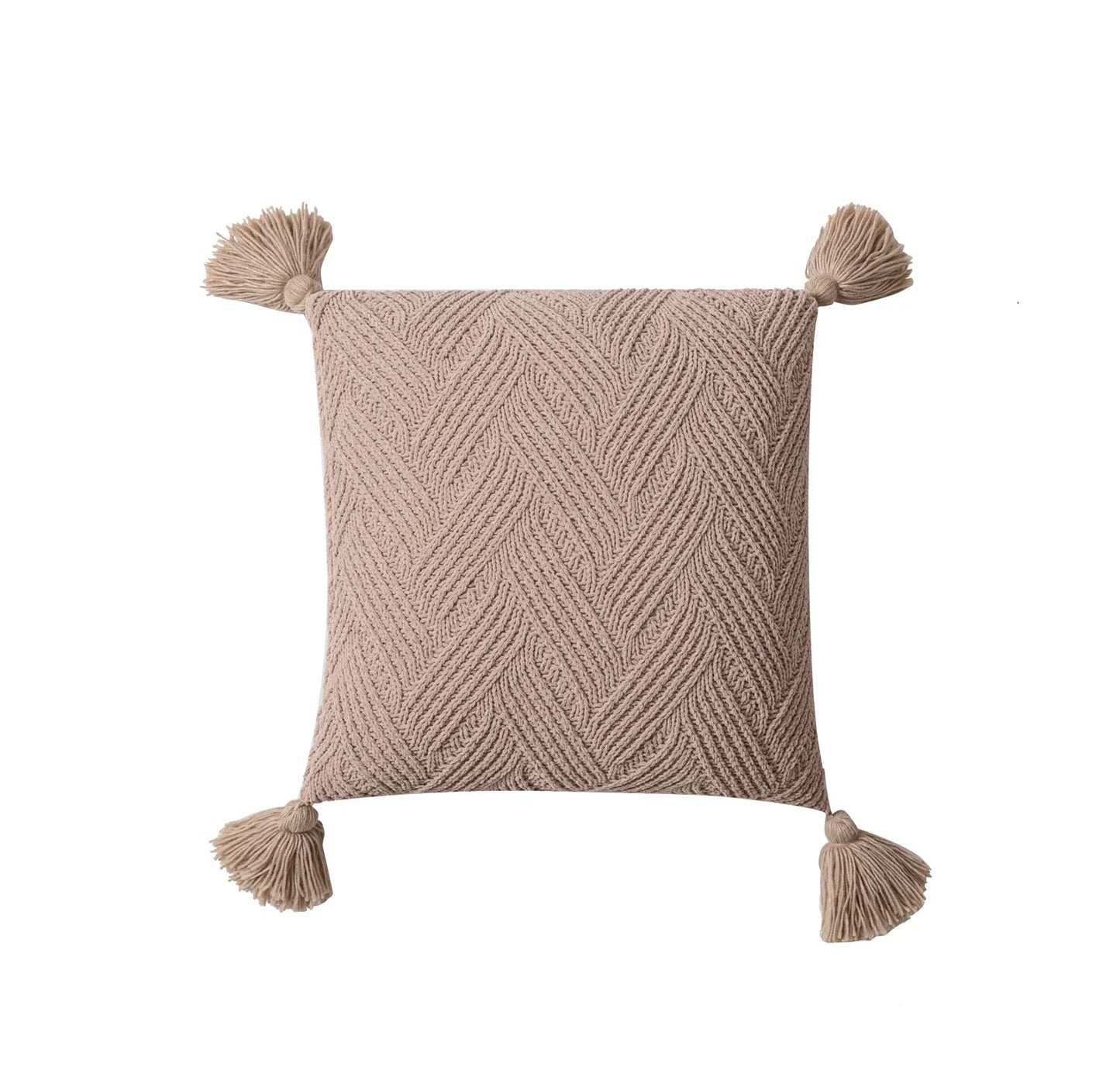Chique Chenille Kussenhoes met Nordic Pompons - Luxe Comfort