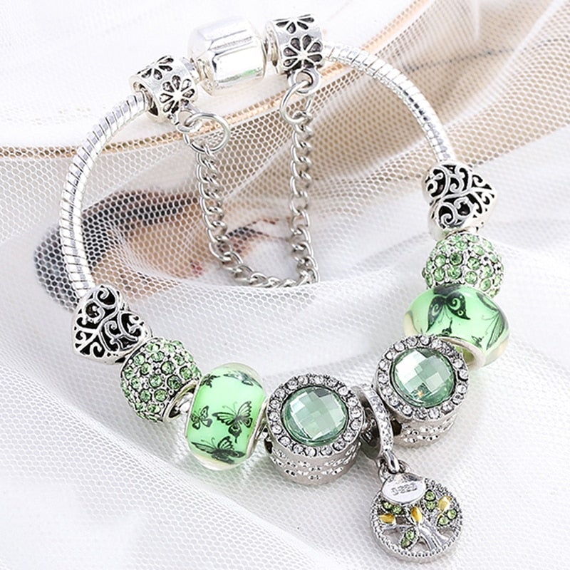 Elegante Sterling Zilveren Armband met Sprankelende Groene Kristallen - Isla