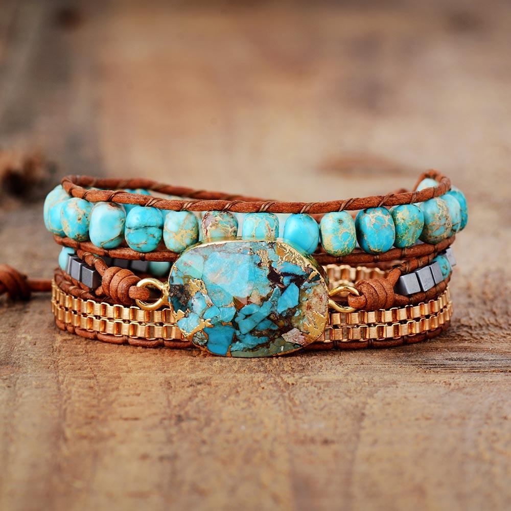 Elara Armband - Rustgevende Turkoois Energie Wrap