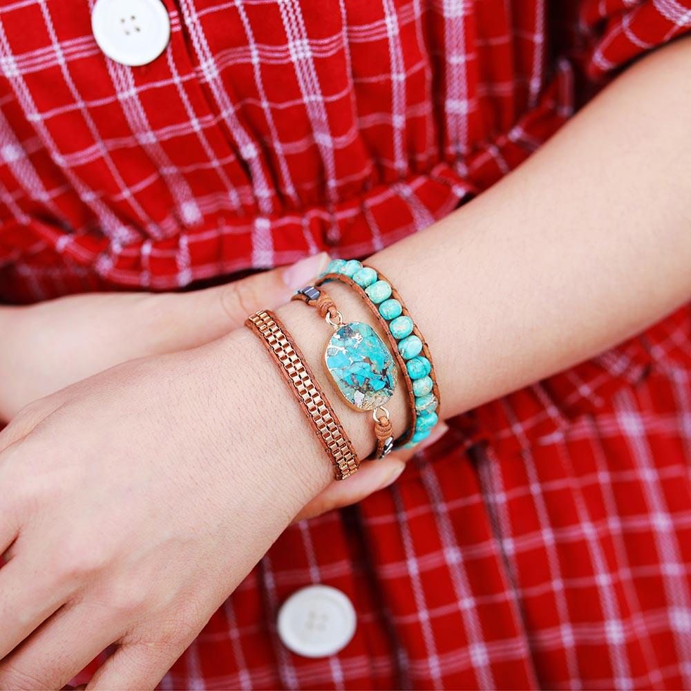 Elara Armband - Rustgevende Turkoois Energie Wrap