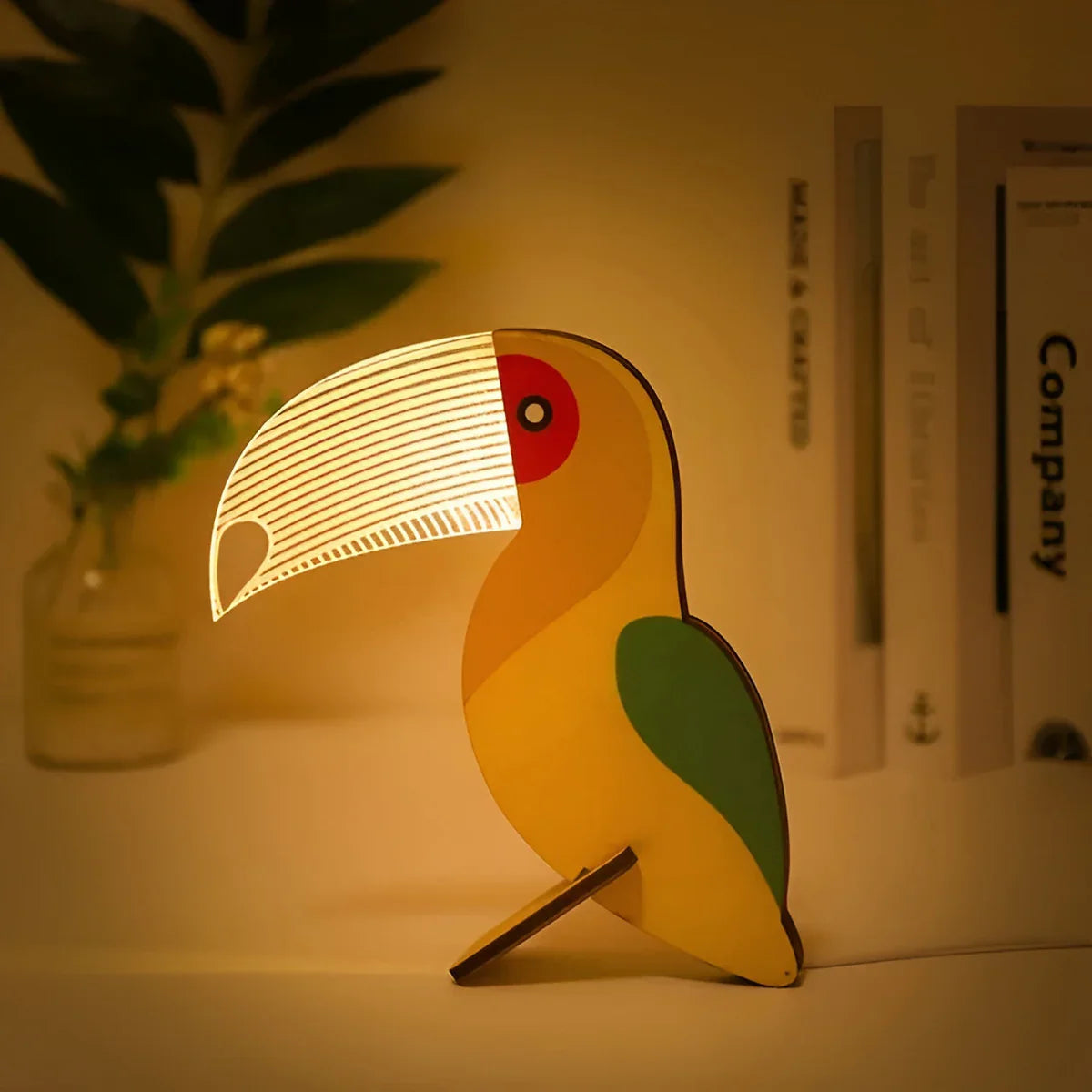 WildGlow – Houten Tafellamp met Dierenmotief