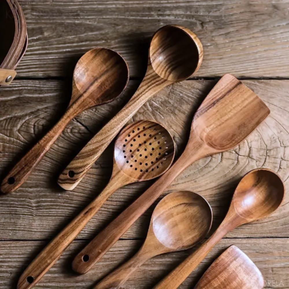 Luxe Houten Keukengerei Set - Voor Elegante Kookervaring