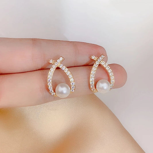 Elegante Glitter en Parels Oorbellen - Marie