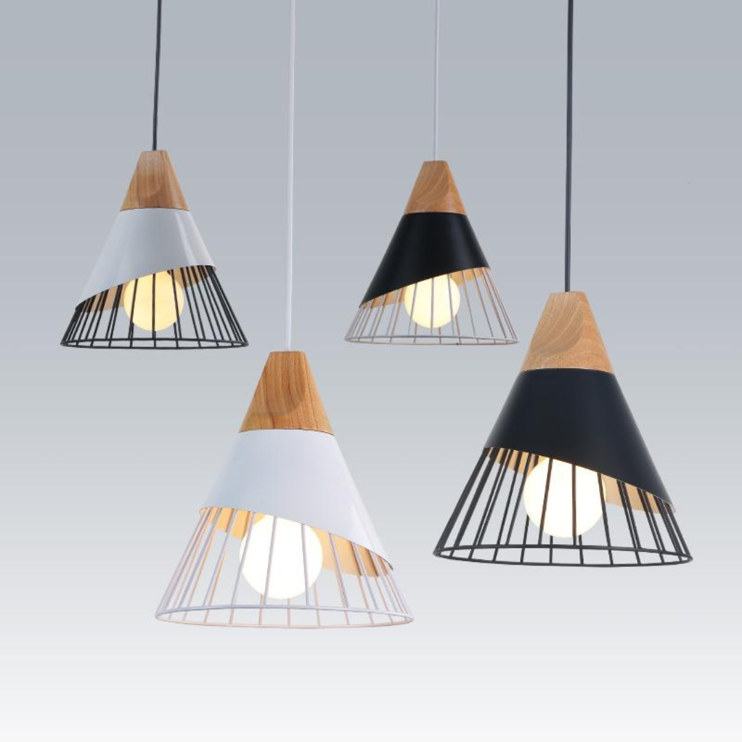 Moderne Industriële Hanglamp in Scandinavische Stijl – Hout & Metaal