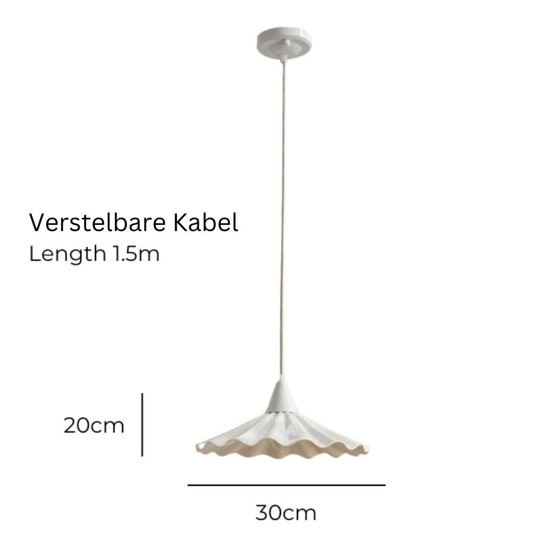 Moderne Witte Keramische Hanglamp met Unieke Ribbel Ontwerp