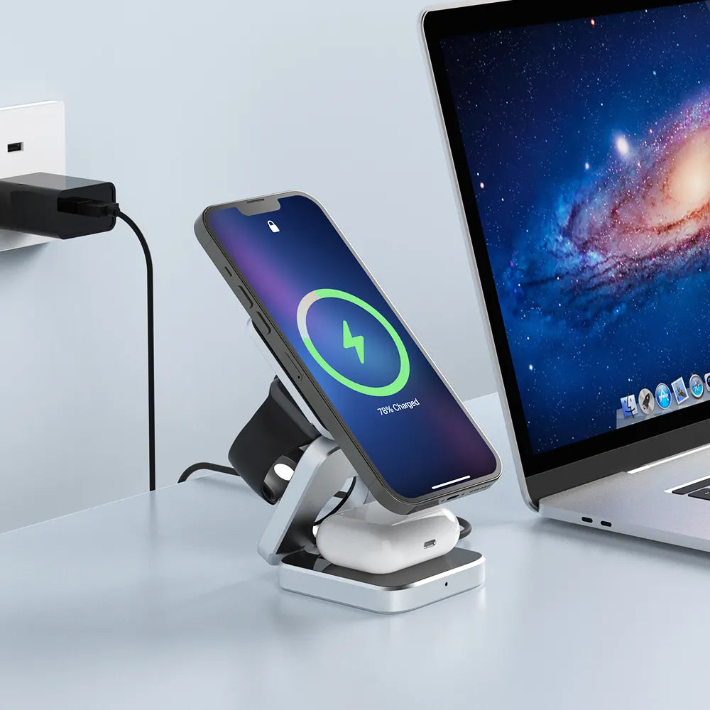 PowerFlex 3-in-1 Laadstation - Magnetisch & Opvouwbaar Opladen
