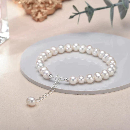 PearlGlow Bracelet - Elegante Zilveren Armband