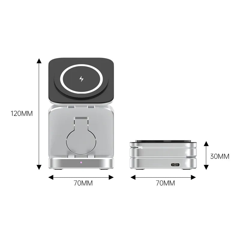 PowerFlex 3-in-1 Laadstation - Magnetisch & Opvouwbaar Opladen