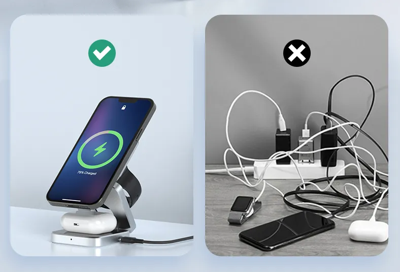 PowerFlex 3-in-1 Laadstation - Magnetisch & Opvouwbaar Opladen
