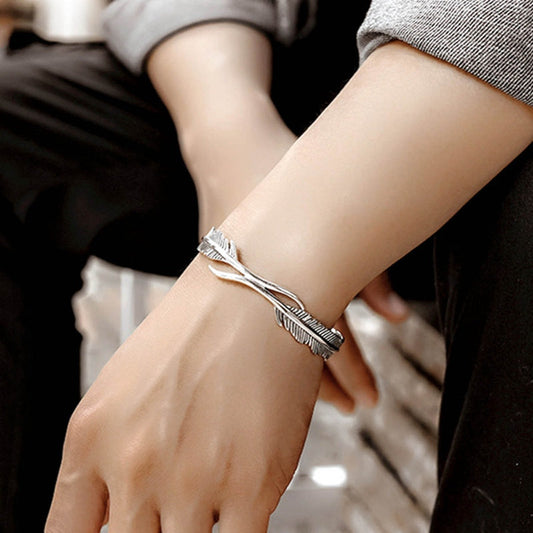 Elegante Verstelbare Armband met Betoverende Zilveren Veren