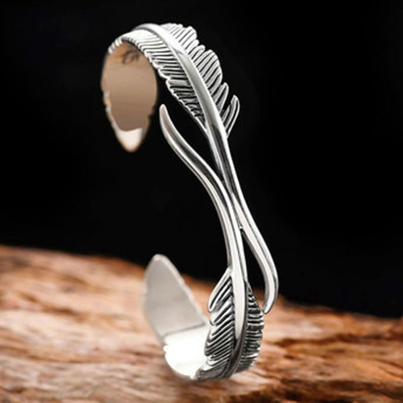 Elegante Verstelbare Armband met Betoverende Zilveren Veren