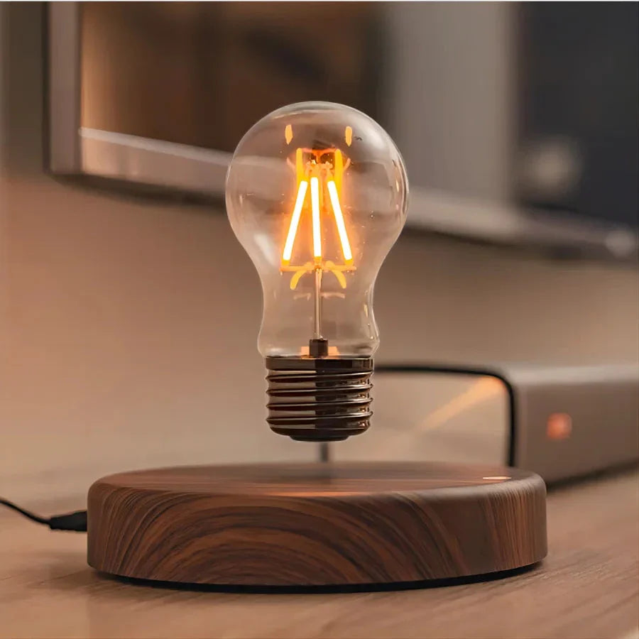 LevitaLux - Walnoot Gloeilamp met Vloeiende Basis