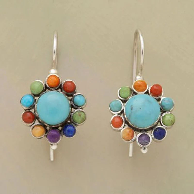 Vibrant Turquoise Round Earrings - Selina Collection