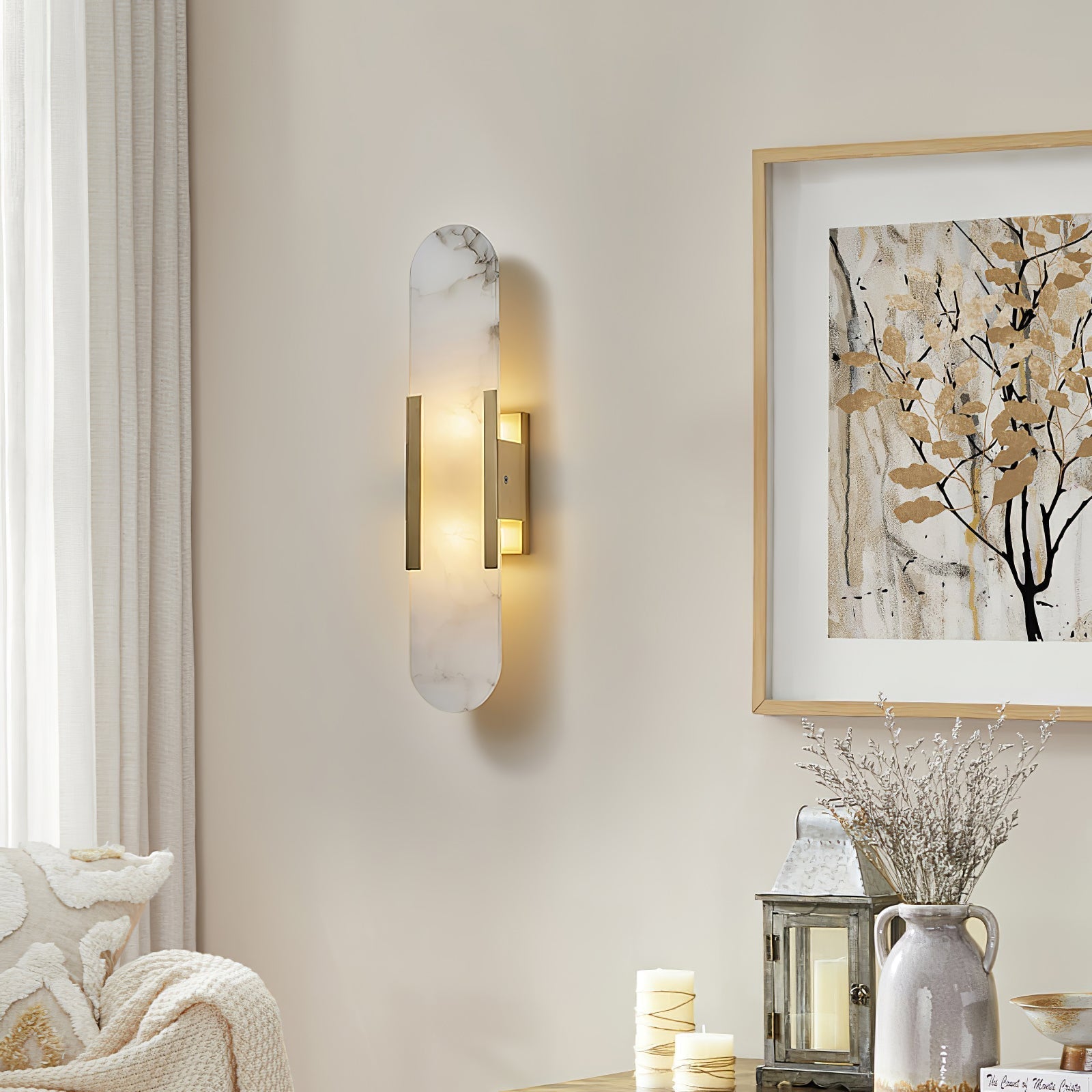 Elegante Melange - Handgemaakte Alabaster Wandlamp