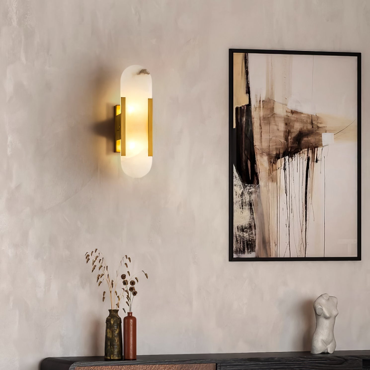 Elegante Melange - Handgemaakte Alabaster Wandlamp