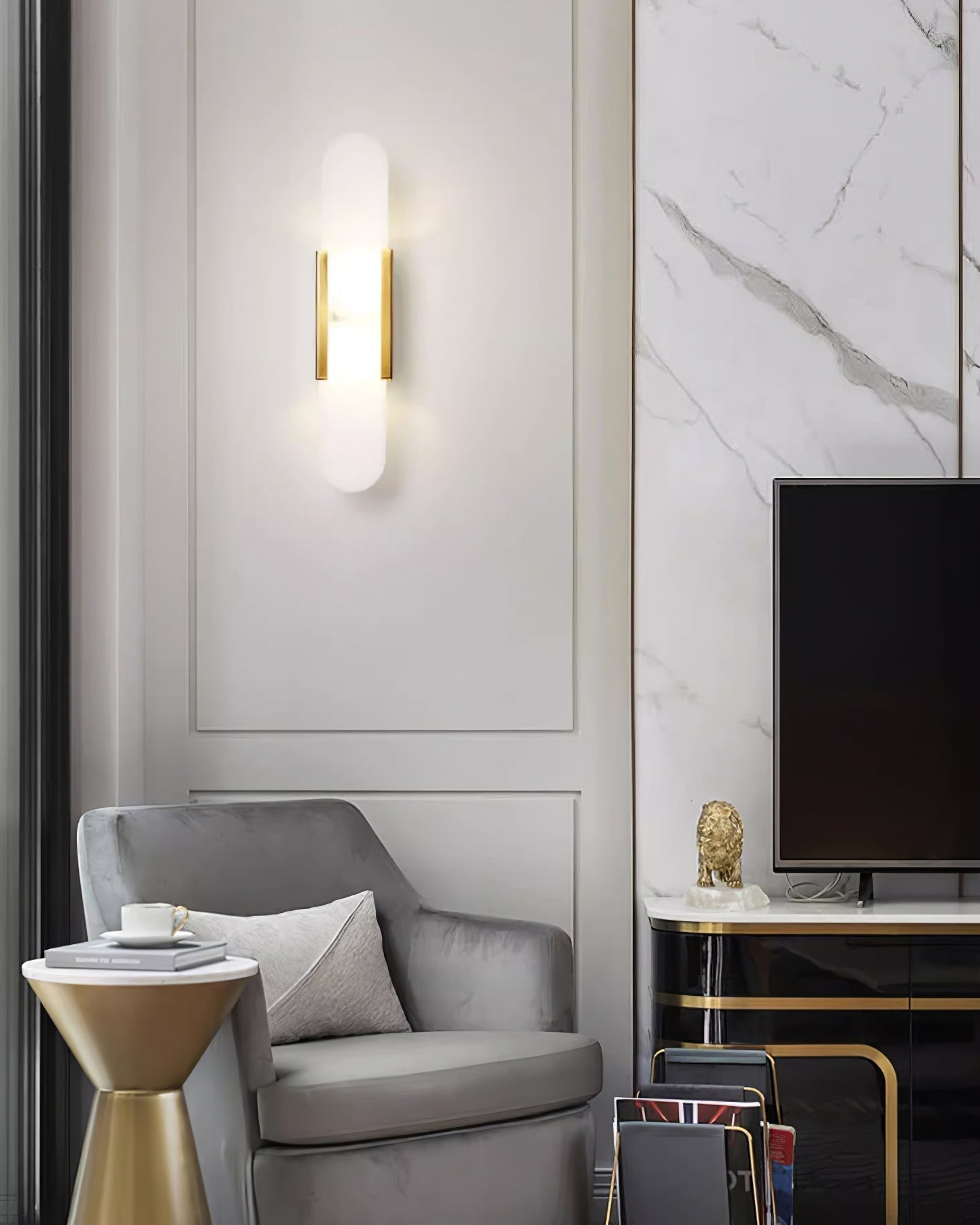 Elegante Melange - Handgemaakte Alabaster Wandlamp