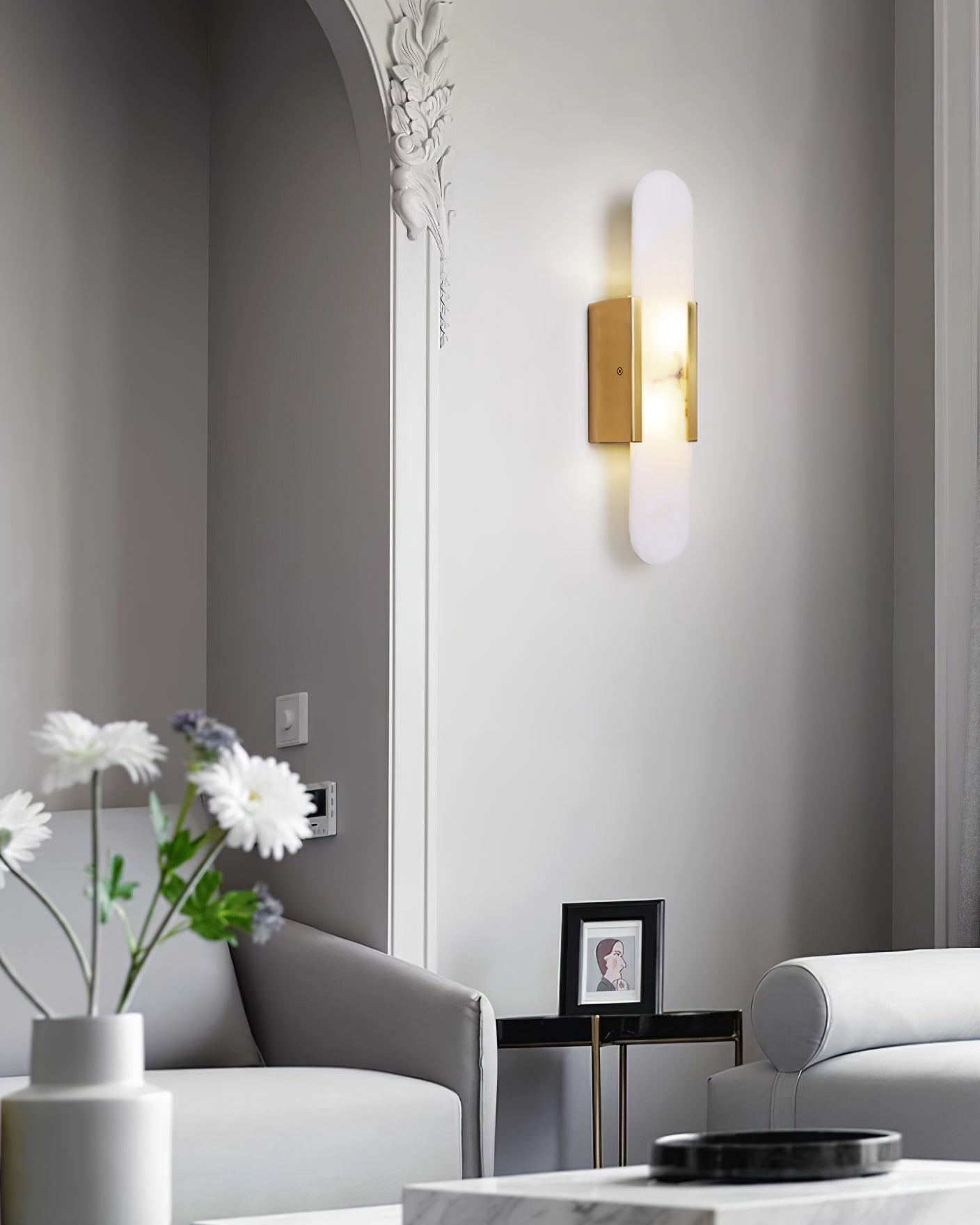 Elegante Melange - Handgemaakte Alabaster Wandlamp