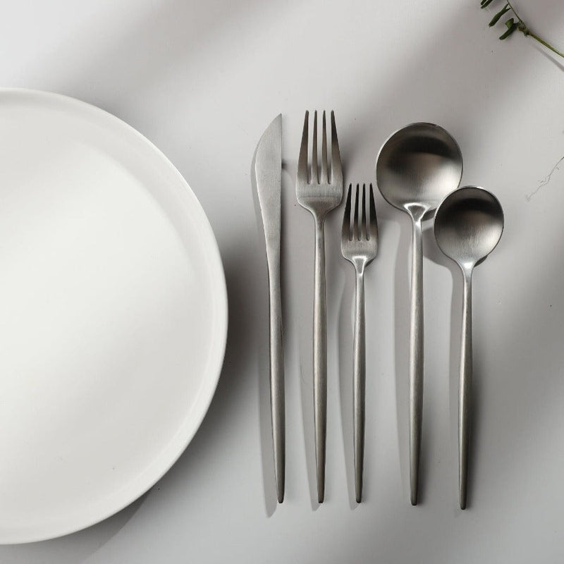 Minimalistisch Luxe Bestekset – 20-delig, Titanium & Roestvrij Staal