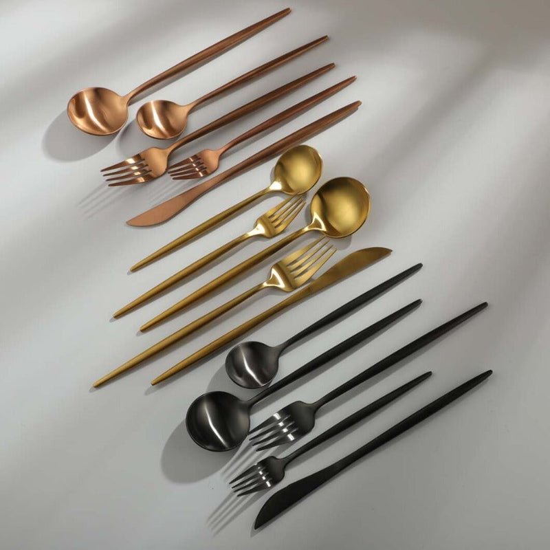 Minimalistisch Luxe Bestekset – 20-delig, Titanium & Roestvrij Staal