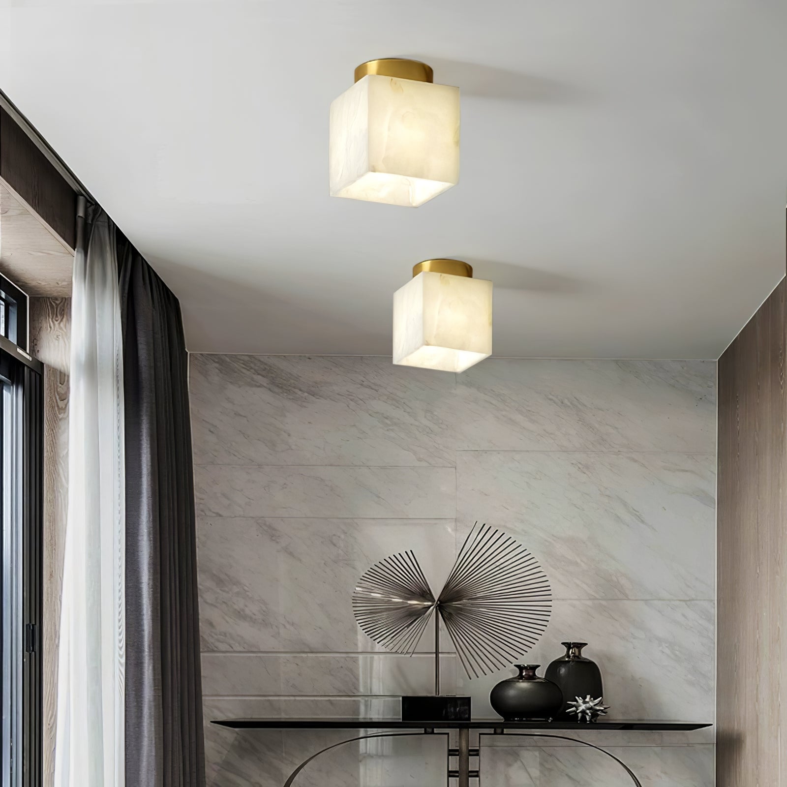 LumaBreeze Plafondlamp - Luxe Moderne Alabaster LED Plafondlamp