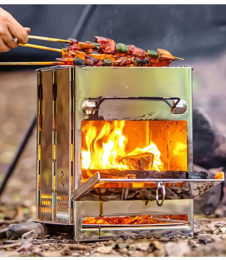 TrailFlame – Stijlvolle Opvouwbare Houtkachel van RVS