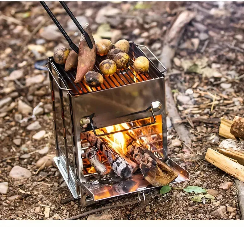 TrailFlame – Stijlvolle Opvouwbare Houtkachel van RVS