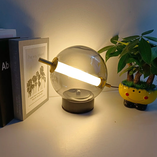 Retro Glazen Tafellamp met Warme Gloed - Tijdloze Elegantie