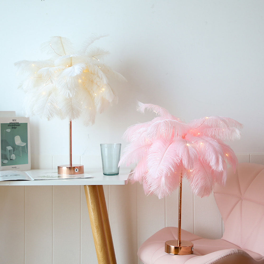 OstrichGlow Nightlight - Unieke Sfeerlamp met Roze Voet