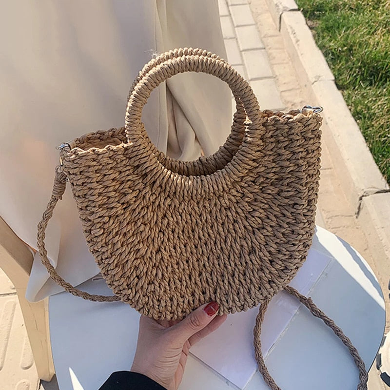 RomyBag – Zomerse Rieten Schoudertas voor Dames