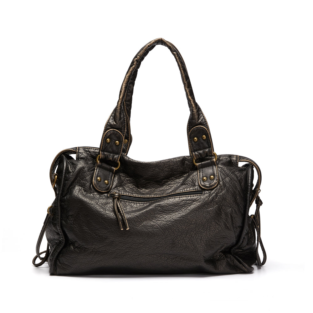 NoirClass - Elegante Zwarte Lederen Handtas