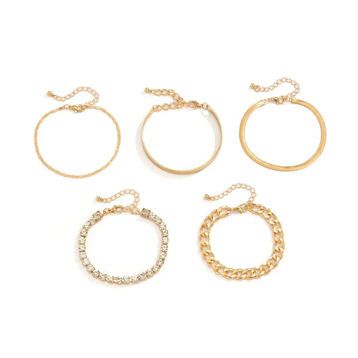 SnakeEdge Bracelet Set - 5-delige Slangenketting in Metaal