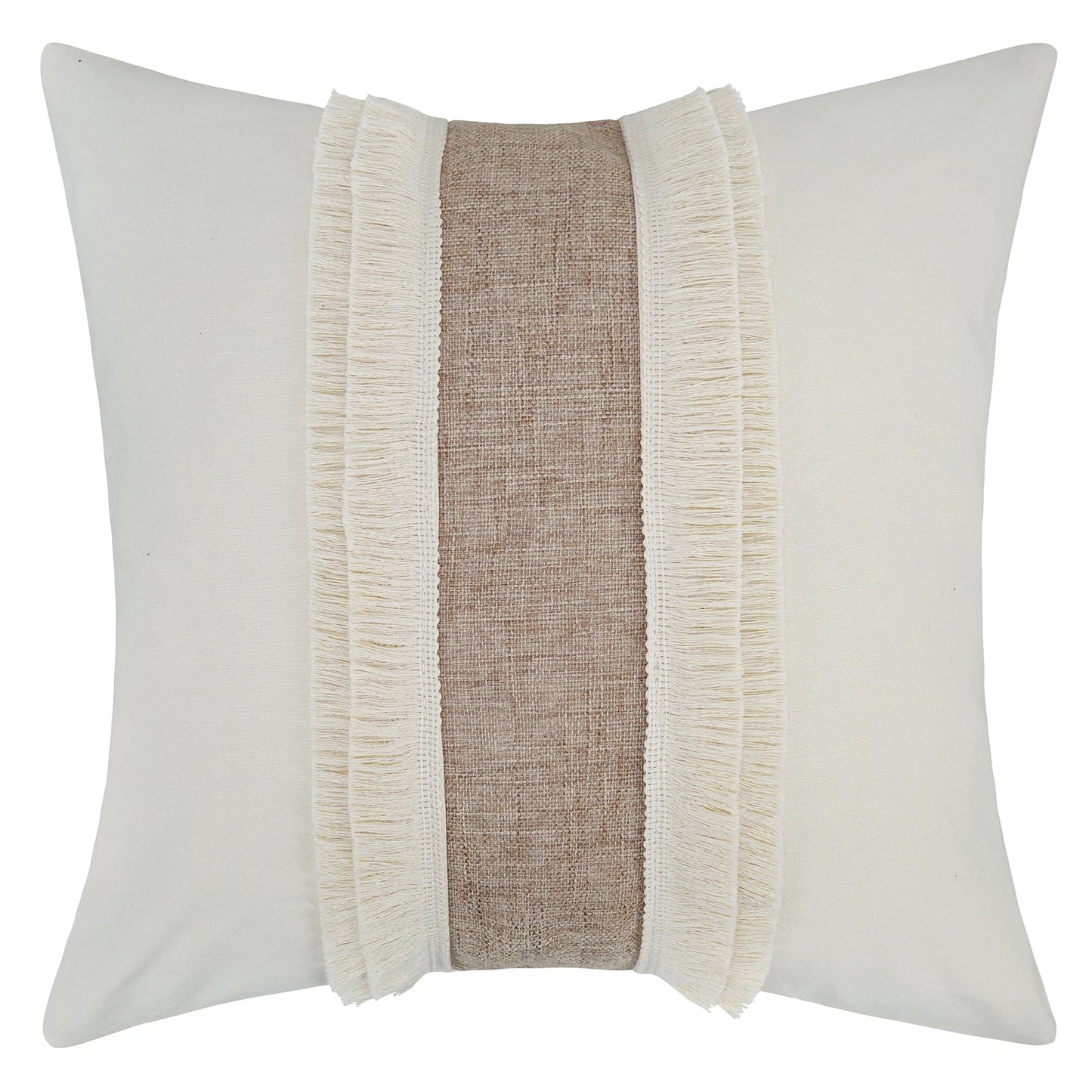 Bohemian Kussenhoes - Geometrisch Kussenhoes in Beige met Franjes