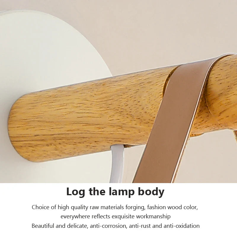 NordicGlow Light - Houten LED Wandlamp met Lederen Accenten