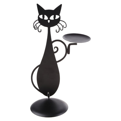 Midnight Panther - Mystieke Zwarte Kat Kaarsenhouder
