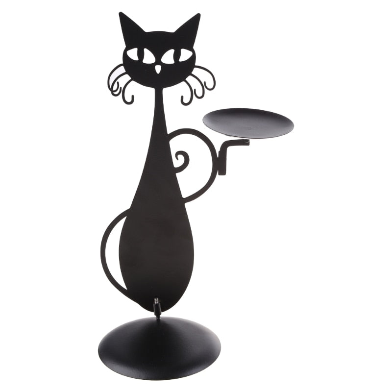 Midnight Panther - Mystieke Zwarte Kat Kaarsenhouder