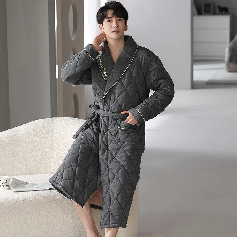 CozyLayer Robe - Luxe 3-Lagen Winterbadjas voor Stijl en Comfort