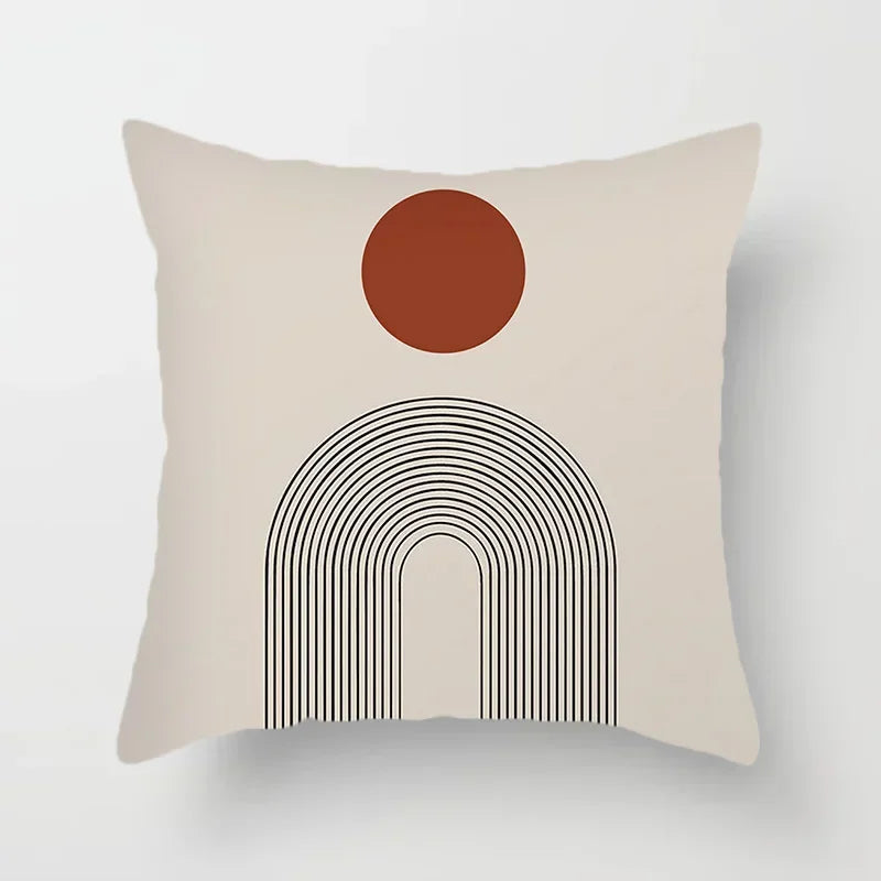 Aurum Kussenhoes - Moderne Zwart-Wit Kussenhoes met Abstracte Kunstprint