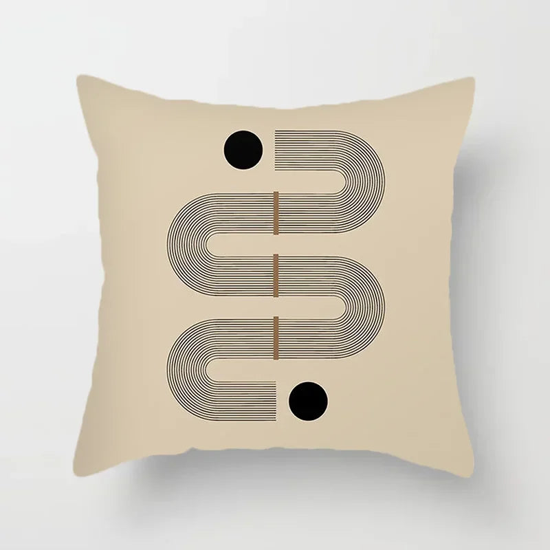 Aurum Kussenhoes - Moderne Zwart-Wit Kussenhoes met Abstracte Kunstprint