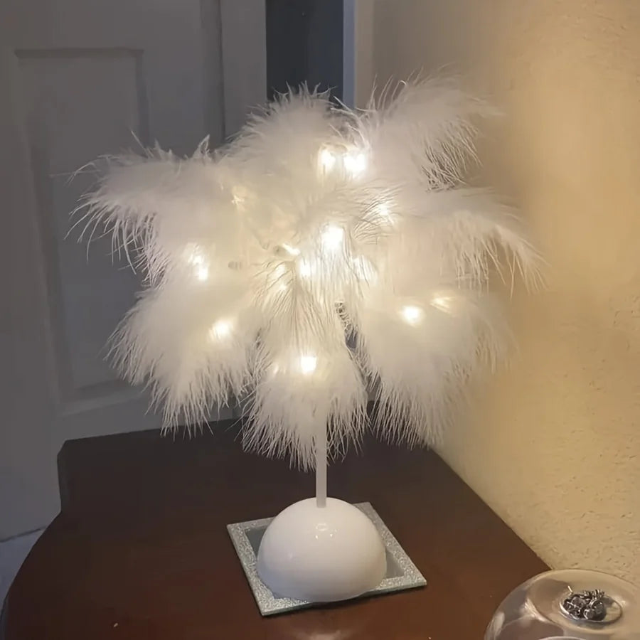 FeatherLuxe Lamp - Betoverende Tafellamp voor Warmte en Sfeer