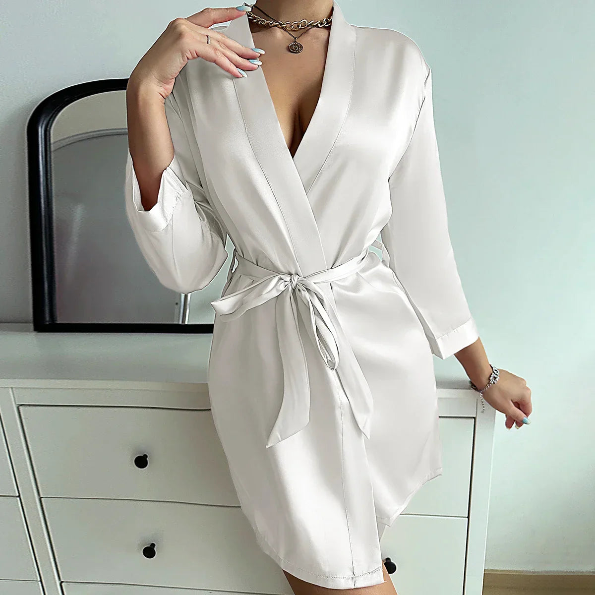 ChicWrap Morning Gown - Luxe Glacé Zijde Ochtendjurk