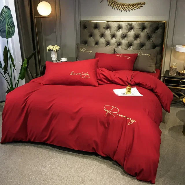 EmbroiLux Bedding - Elegante Luxe Dekbedovertrek met Borduurdesign