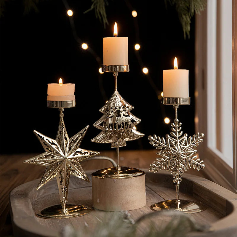 StarGlow Candle Holder - Elegante Gouden Decoratie voor Feestdagen