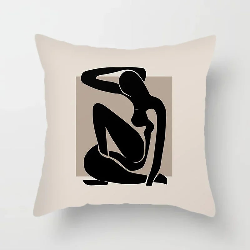 Aurum Kussenhoes - Moderne Zwart-Wit Kussenhoes met Abstracte Kunstprint