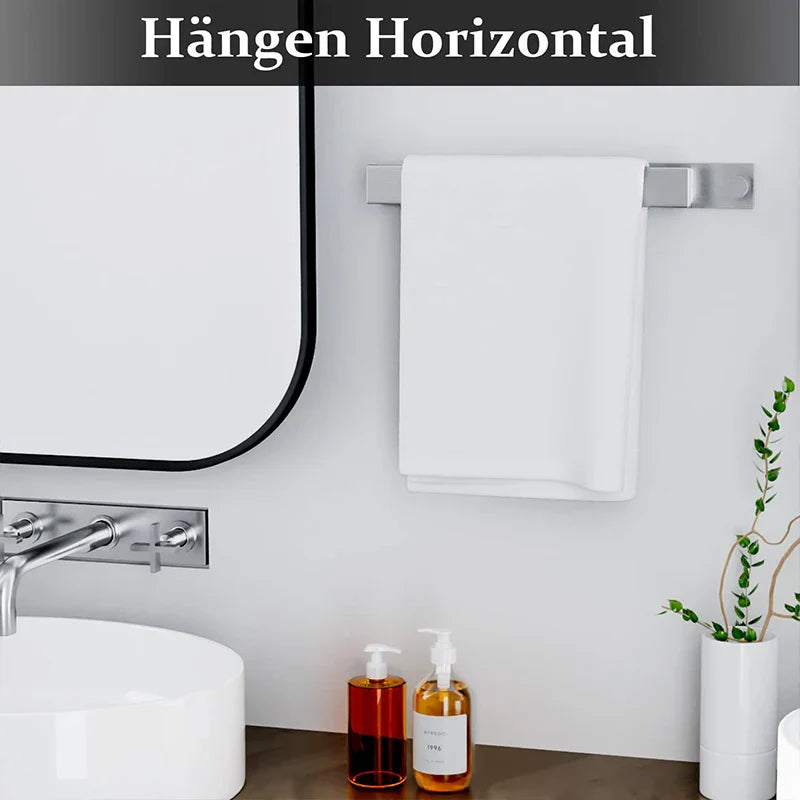 Modern Zelfklevend Handdoekrek - in Zilver en Zwart